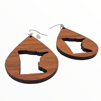 Minnesota Wood Cutout Dangle Earrings - Travelers Trade Post